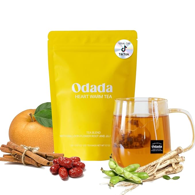 Odada Heart Warm Tea with Korean Pear &amp Bellflower Root Caffeine-Free Herbal Blend for Throat Comfort &amp Inner Warmth 24 Count Seasonal Wellness Infusion