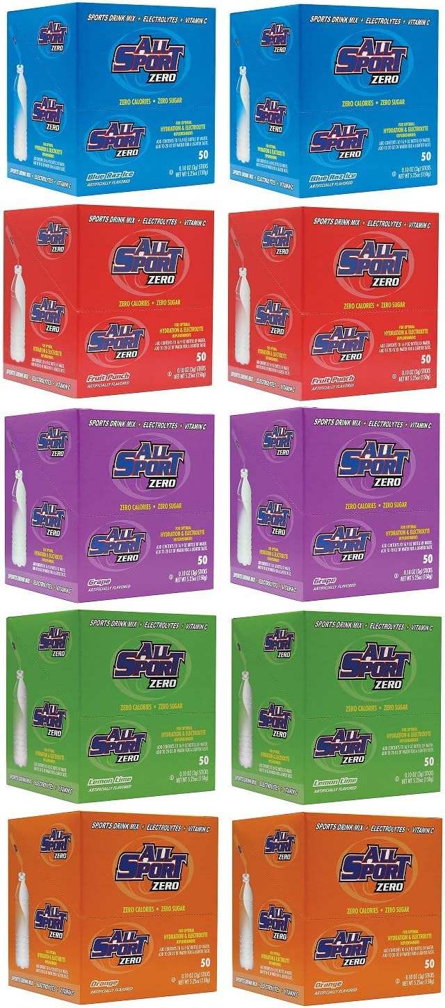 All Sport Zero Powder Sticks Variety Pack 500 Case (10 Boxes of 50)