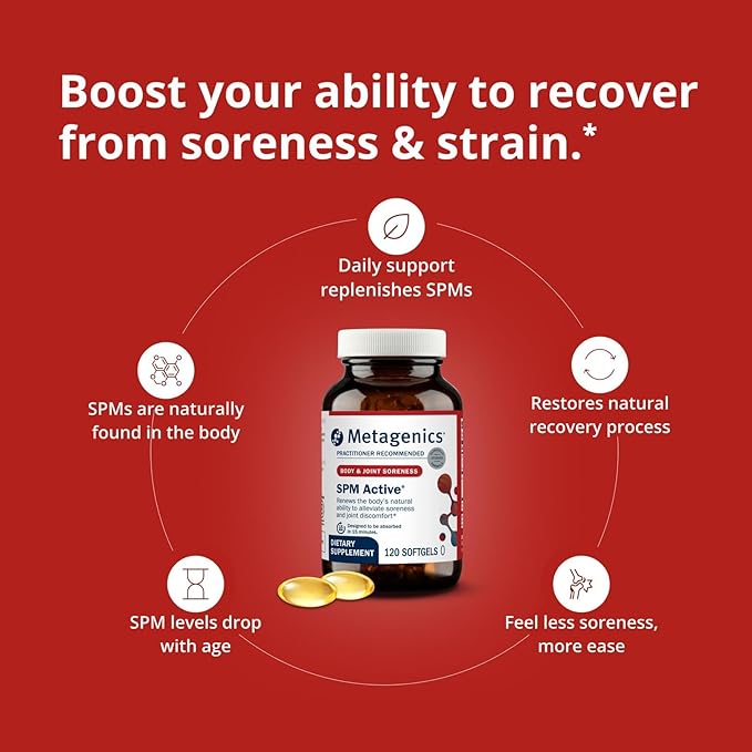 Metagenics SPM Active - Specialized Pro-Resolving Mediators from Marine Oils - Supports Normal Inflammatory Response Tissue Health Joint Comfort Immune Health - Non-GMO &amp Gluten-Free - 60 Softg