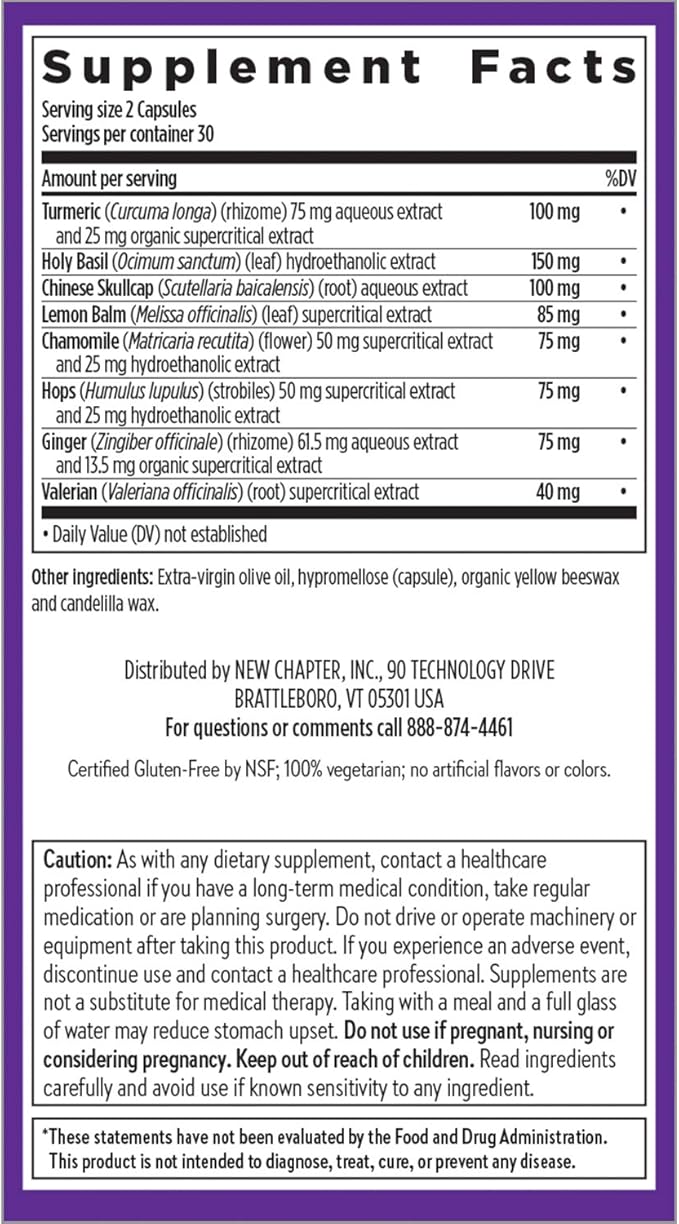 New Chapter Turmeric Supplement + Sleep Aid - Turmeric Force Nighttime for Sleep Support with Valerian Root + Ginger + NO Black Pepper Needed + Non-GMO Ingredients - 60 Vegetarian Capsule