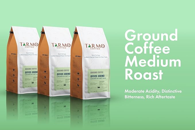 Tarmo Coffee | OFFICE GRIND - Low Acid Ground Coffee Vietnamese Coffee Premium Arabica &amp Robusta Blend Medium Roast Coffee 12 Oz Bag