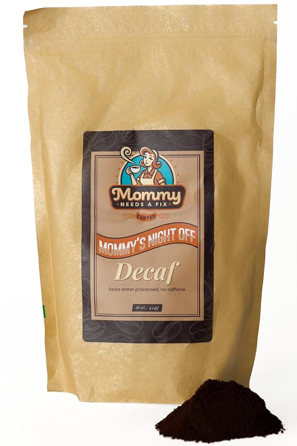 Mommy Needs A Fix Decaf Ground Coffee | 100% All Natural Arabica Beans | Medium Roast | Chemical Free Swiss Water Process | Pregnancy &amp Breastfeeding Friendly | Roasted in the USA | 1 lb
