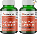 INFINITE AGE 2 Pack of 1250mg Sea Moss Advanced Superfood Capsules 120 Count - High-Potency Vegan Made in The USA - Irish Seamoss Bladderwrack Burdock Root - Overall Health Immunity Support