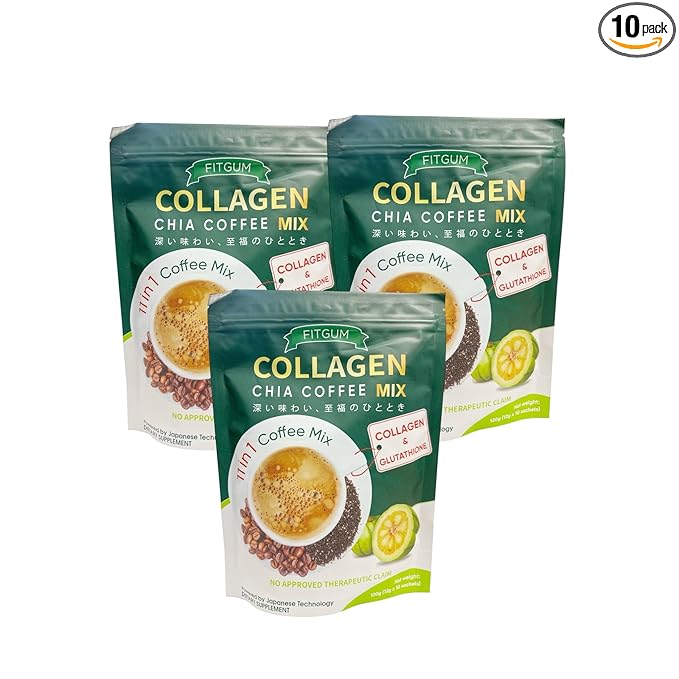 Fit Gum Collagen Chia Coffee - 11 in 1 Coffee Mix (3 Packs)