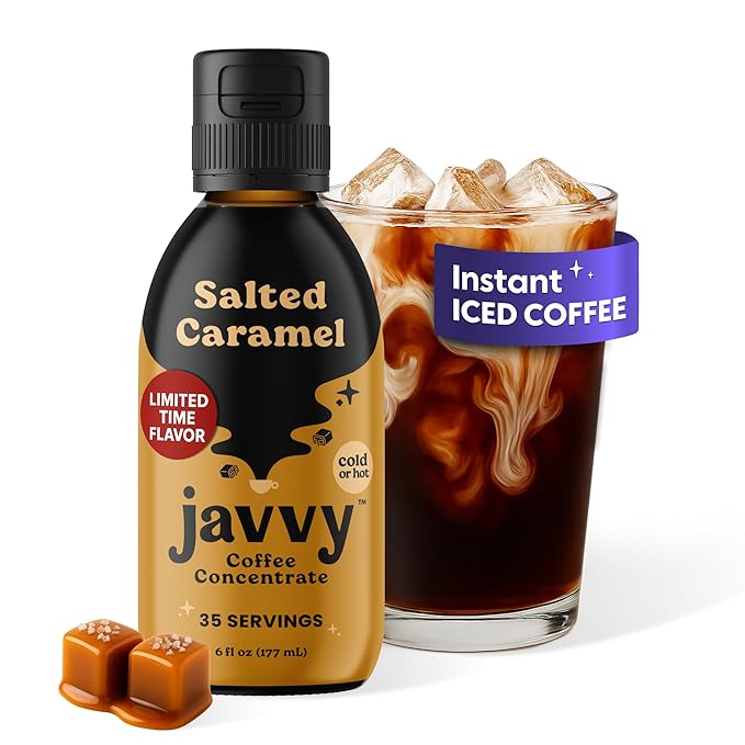 Coffee Concentrate - Limited Release Flavors - Cold Brew Coffee Perfect for Hot or Iced Instant Coffees Hot Drinks Cold Brew Concentrate 35 Servings - Salted Caramel