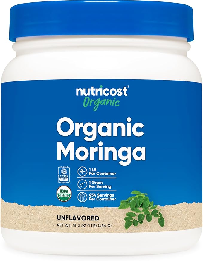 Nutricost Organic Moringa Powder 1LB (16oz) - Gluten Free Non-GMO Vegetarian Friendly