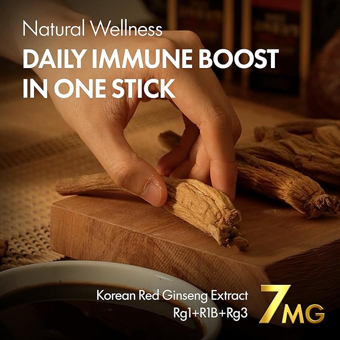 6-Year Korean Red Ginseng 365 | 100 Sticks | Vegan | 7mg Ginsenosides Per Stick | 100-Day Supply
