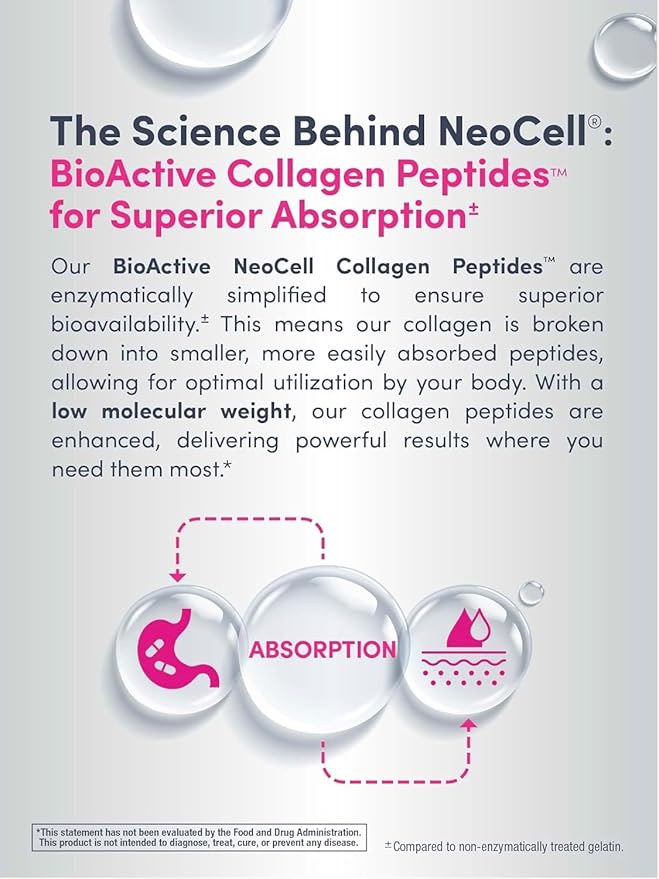 NeoCell Collagen Peptides Pills | 270 Caplets | with Vitamin C and Biotin | Grass Fed Bovine | Hair Skin &amp Nails | for Women and Men