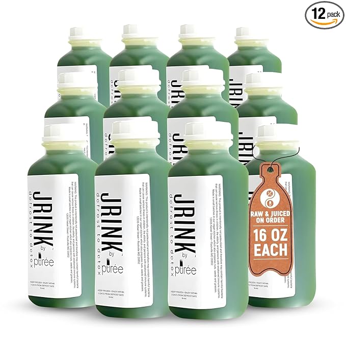JRINK by Purée Organic Cucumber Juice Cold Pressed Detox Drink Healthy Cleanse with No Preservatives Fresh Raw Juice in HDPE Bottles Organic Fruit and Vegetable Cleanse Beverage 16oz Pack of 12