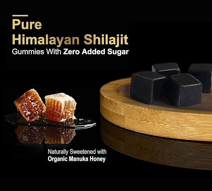 Shilajit Gummies with Ashwagandha Turmeric - Organic Zero Sugar &amp Vegan-Friendly Himalayan Shilajit for Men &amp Women - Energy Calm Cortisol Sleep Immune Support &amp Overall Health