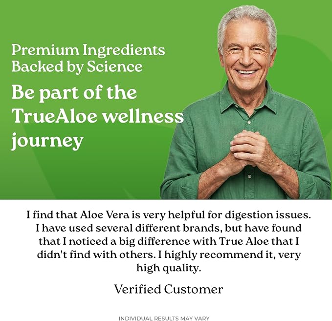 NatureCity True-Aloe Per Serving– Made with Organic Aloe Vera (360 Capsules) Digestive Skin and Joint Support|Small Easy-to-Swallow Pills