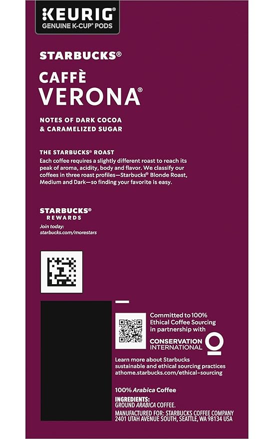 Starbucks Caffe Verona Keurig K-Cups 72 Count