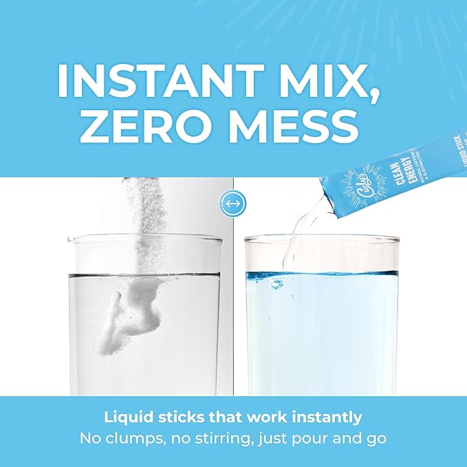 Curly's Clean Energy Caffeine &amp Electrolyte Sticks - Energize Your Favorite Drink - Keto Paleo &amp Whole 30 Friendly - All Natural - No Sugar No Calories Non-GMO - 30 Flavorless Liquid Stick
