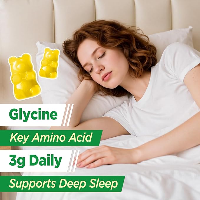 Glycine 3g Gummies with L-Alanine 1000mg L Theanine GABA Vitamin B6 Nerve Muscle Relaxation High Absorption Glycine Supplements for Adults Sugar Free Pineapple Flavor 60 Gummies