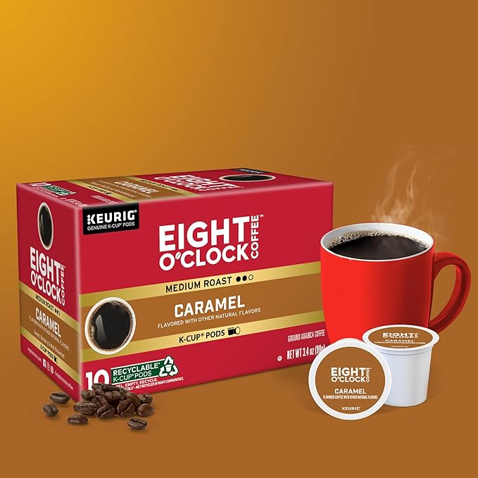 Eight O'Clock Coffee Caramel Keurig Single-Serve K-Cup Pods Flavored Coffee 60 Count (6 Packs of 10)