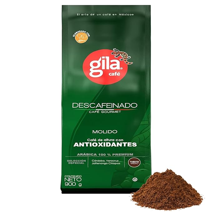 gila café Ground Coffee Medium Roast DECAF 900g 31.7oz (1-Pack) - 100% Mexican Arabica Bean Coffee Grounds - Made with Coffeeberry - Cinnamon and Orange Notes