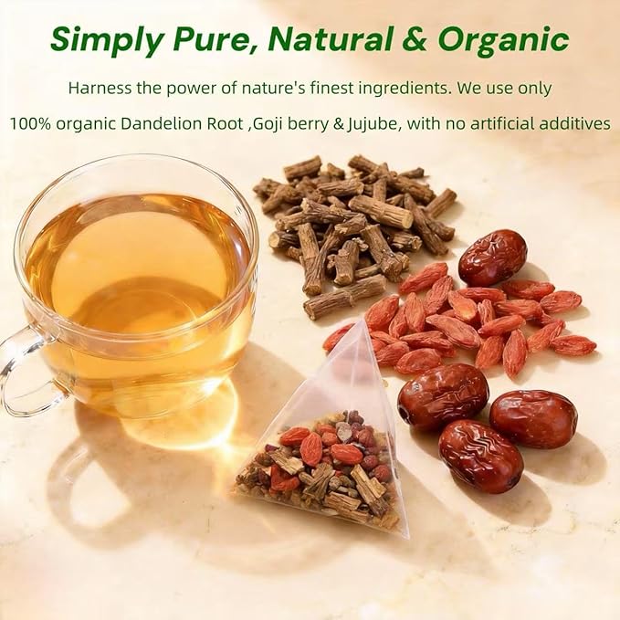 Dandelion Root &amp Goji berry Jujube Dates Tea- Detox Tea for Kidney &amp Liver cleanse detox &amp repair-Dandelion Wolfberry TeaChinese Herbal Tea for WellnessCaffeine FreeOrganic(30Tea Bags/