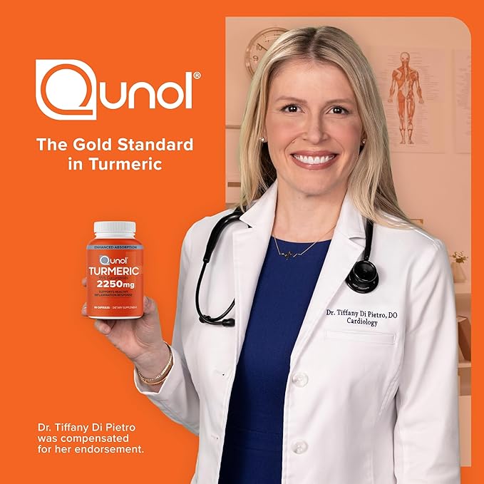 Qunol Turmeric Curcumin with Black Pepper 2250mg Turmeric Extract with 95% Curcuminoids Extra Strength Turmeric Supplement Enhanced Absorption Joint Support Supplement 150 Vegetarian Capsules