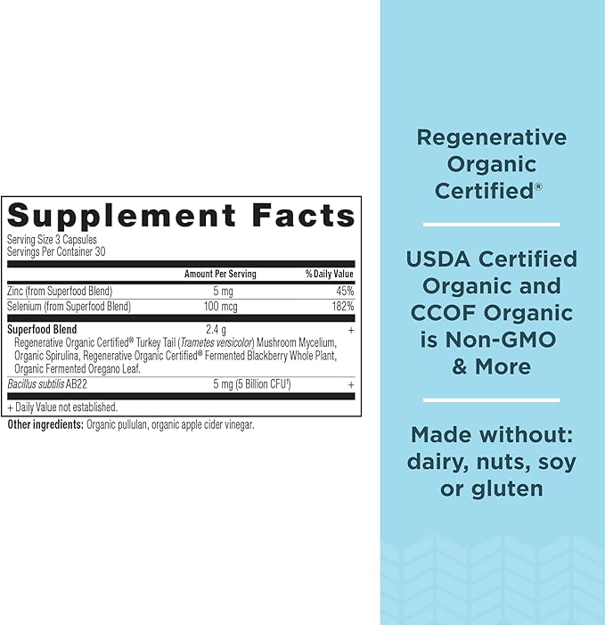 Ancient Nutrition Gut Health Supplement Regenerative Organic Certified Candida Capsules Provides Occasional Diarrhea Constipation Gas and Bloating Relief Supports Immune Function 90 Count