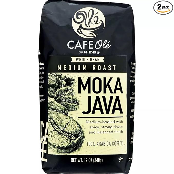CAFE Olé by H‑E‑B Whole Bean Medium Roast Moka Java Coffee 12 oz 2 bags