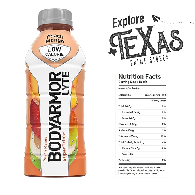 BodyArmor Lyte 16-Pack of Low Calorie Peach Mango Sports Drink Potassium-Packed Electrolytes 16 fl oz Plastic Bottle