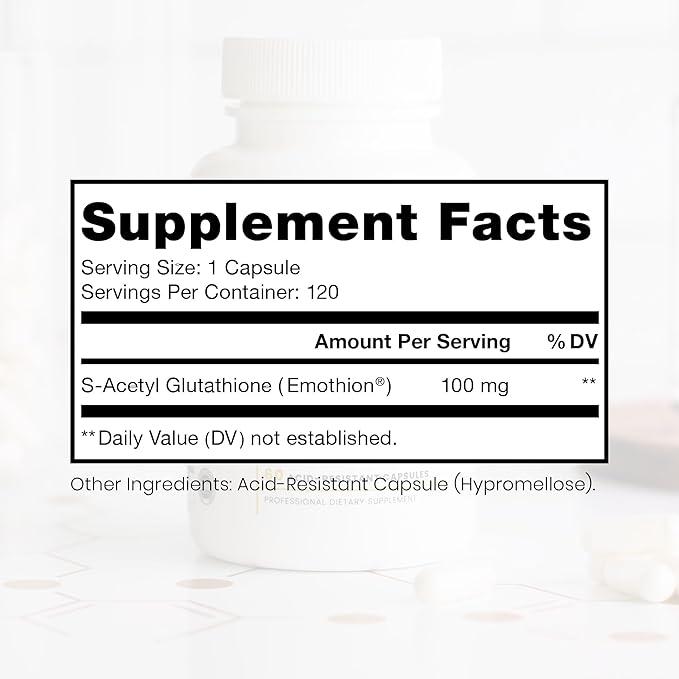 Pure Therapro Rx S-Acetyl Glutathione Gold 100mg Made in USA - 4 Month Supply | Acid Resistant Capsules | Patented Acetylated Form of Glutathione | Zero Fillers Pharmaceutical Grade Non GMO