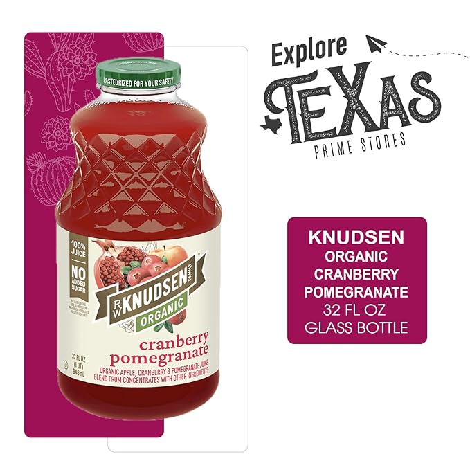 R.W. Knudsen Organic 2-Pack Organic Cranberry Pomegranate Fruit Juice 100% USDA 32 fl oz Glass Bottle + 1 Utility Freebie by Lavinia