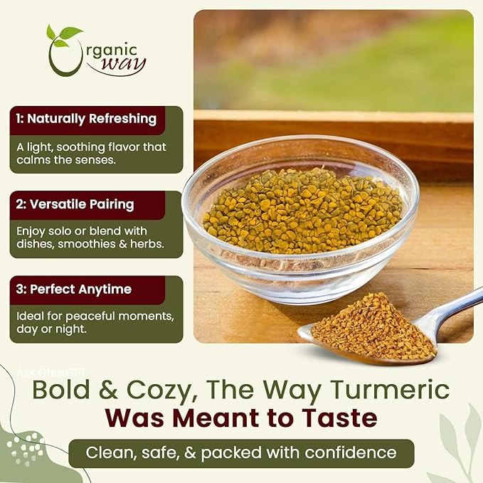 Organic Way Turmeric/Haldi Root Cut &amp Sifted (Curcuma Longa) - Herbal Tea | Kosher &amp USDA Certified | Vegan Non-GMO &amp Gluten Free | 100% Raw from India (2LBS / 32Oz.)