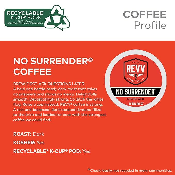 REVV No Surrender Keurig Single-Serve K-Cup Pods Dark Roast Coffee 96 Count