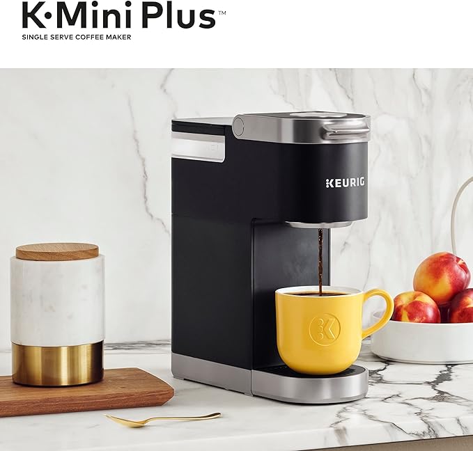 Keurig K-Mini Plus Single Serve Coffee Maker with Café Bustelo Espresso Style Dark Roast Coffee 72 K-Cup Pods