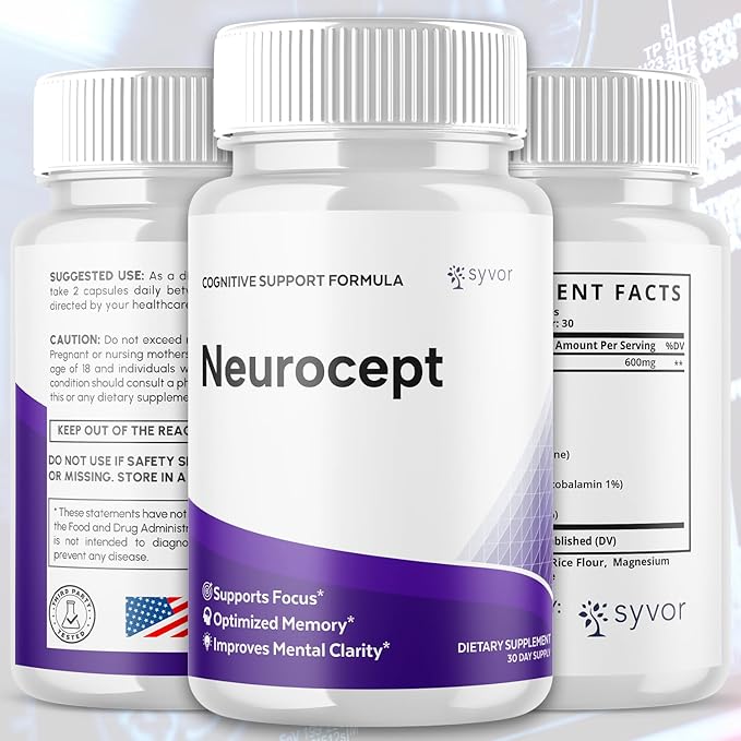 (2 Pack) Neurocept Capsules Official Neurocept Brain Supplement Pills with All Natural Ingredients Advanced Formula Support Pills with Max Strength Premium Vitamins for Women &amp Men (120 Capsules