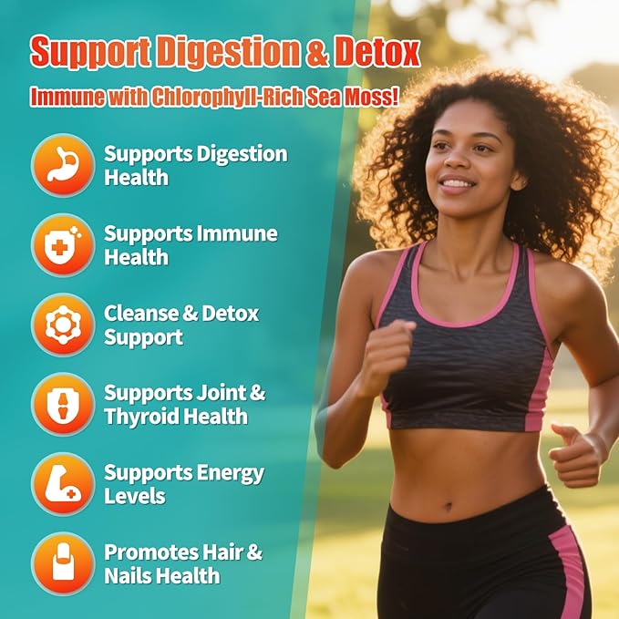 Sea Moss Drops - Irish Sea Moss Chlorophyll Liquid with Black Seed Oil Ashwagandha Moringa Turmeric Elderberry Mullein Seamoss Gel Supplement for Gut &amp Liver Cleanse Immune Support - Vegan