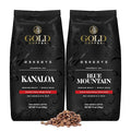 Gold Coffee Bundle | Kanaloa &amp Blue Mountain Medium Roast Whole Bean |100% Arabica Coffee 12 oz. (Pack of 2)