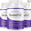 (3 Pack) Memotril Capsules - Official Memo Tril Advanced Brain Health Supplement Support Pills All Natural Formula Memotril Vitamins For Overall Health &amp Wellness Reviews 180 Capsules For 3 Mont