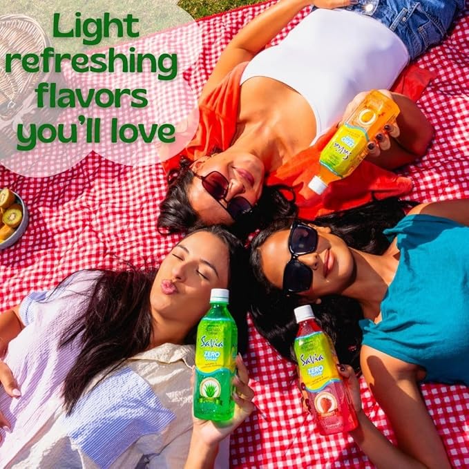 Savia - Peach Aloe Vera Drink Quality Aloe-Based Beverage Made with Real Aloe Pulp &amp Natural Delicious &amp Refreshing Vegetarian Gluten-Free Fat-Free (16.9oz 12-Pack)