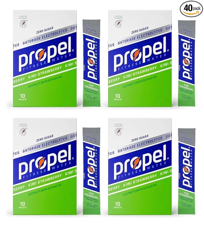 Propel Zero Sugar Electrolyte Powder Packets 10 count pack of 4 (40 Count KIWI) in STAW box