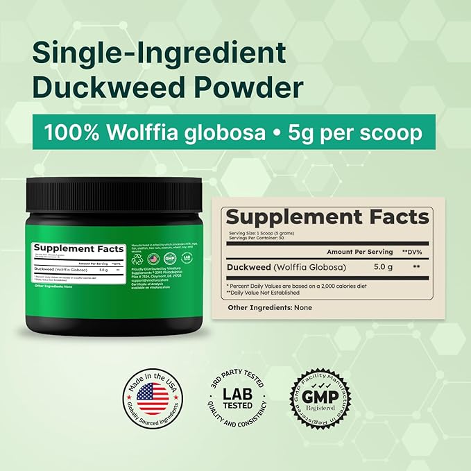 VINATURA Duckweed Powder - Duckweed Supplement Superfood Digestive Health Fiber-Superfood Powder of Wolffia Globosa