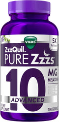 ZzzQuil Pure Zzzs Advanced Melatonin Gummies Melatonin 10mg Sleep Aid with Chamomile &amp Lavender Melatonin Sleep Gummies Sleep Aids for Adults Berry Flavored 100 Sleep Gummies