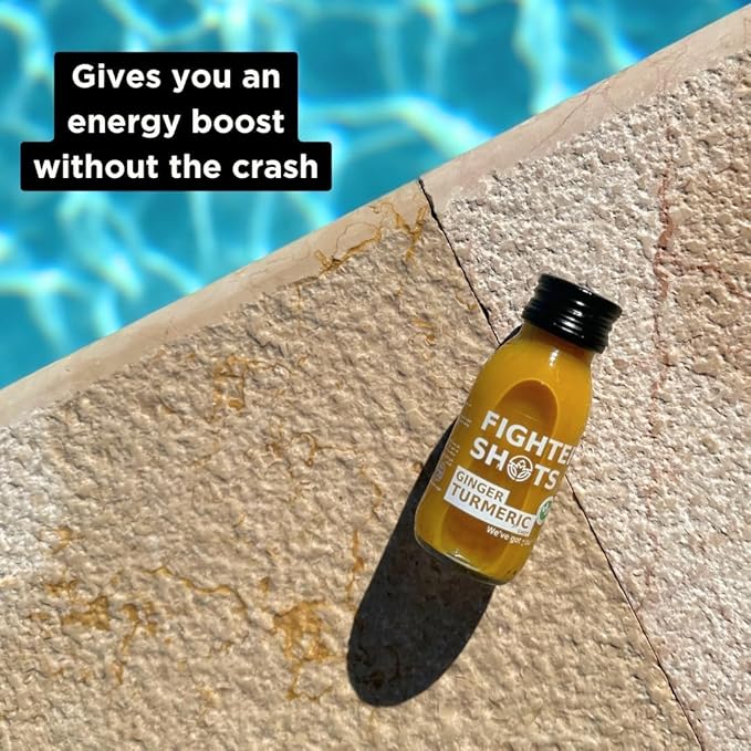 Fresh and Fiery Ginger + Turmeric - Reduces Bloating Boosts Immunity - 100% Natural with No Preservatives - Perfect Morning/Post Workout Pick Me Up 12 Pack