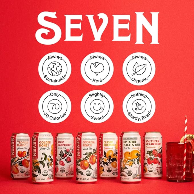 SevenTeas Classic Lemonade 16 OZ (Pack of 12 Cans) Organic