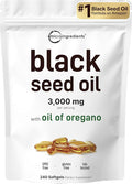 Micro Ingredients Black Seed Oil Softgels 3000mg 240 Count | 2-in-1 Formula with Oil of Oregano Carvacrol &amp Thymoquinone | Plant Based Non-GMO