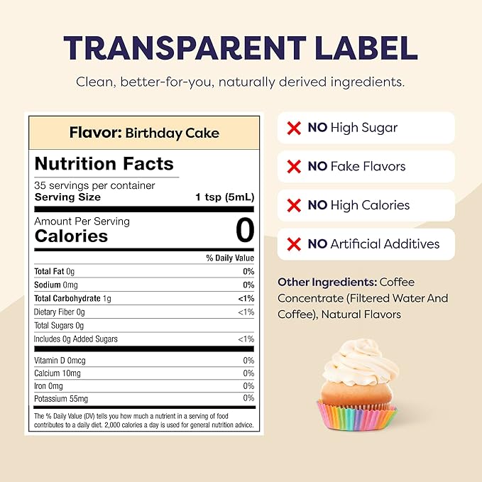 Coffee Concentrate - Limited Release Flavors - Cold Brew Coffee Perfect for Hot or Iced Instant Coffees Hot Drinks Cold Brew Concentrate 35 Servings - Birthday Cake