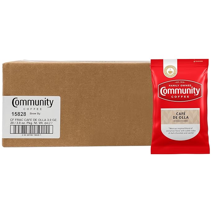 Community Coffee Café de Olla Blend Medium-Dark Roast Pre-Measured Coffee Packs 3.0 Ounce Each (Box of 20)