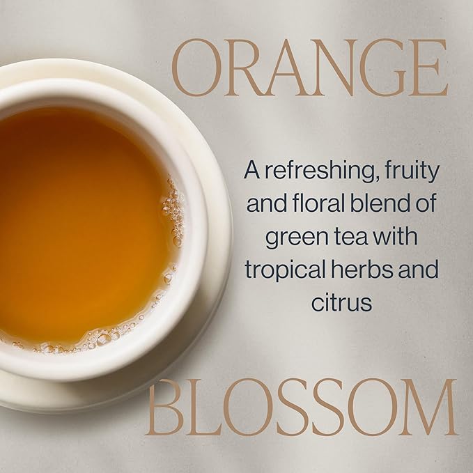 Rishi Tea Orange Blossom Green Tea - Organic Low Caffeine Loose Leaf Floral &amp Naturally Sweet Blend with Tropical Herbs and Citrus - 16 Ounces 64+ Servings