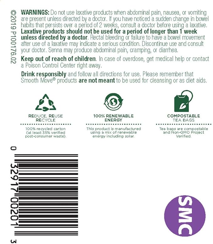 Traditional Medicinals Organic Smooth Move Chamomile Laxative Tea 16 Tea Bags (Pack of 6)