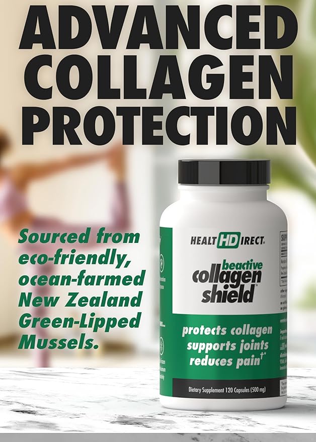 HEALTH DIRECT - BeActive Collagen Shield - 60 Capsules - Advanced Green-Lipped Mussel Supplement for Collagen Protection - Supports Skin Joints and Muscles