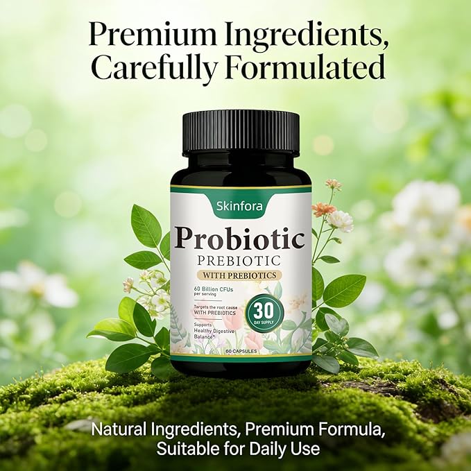 Skin Probiotics Gut-Skin Care Routine Supplement Face Probiotics Non-GMO Vegan - 60 Capsules