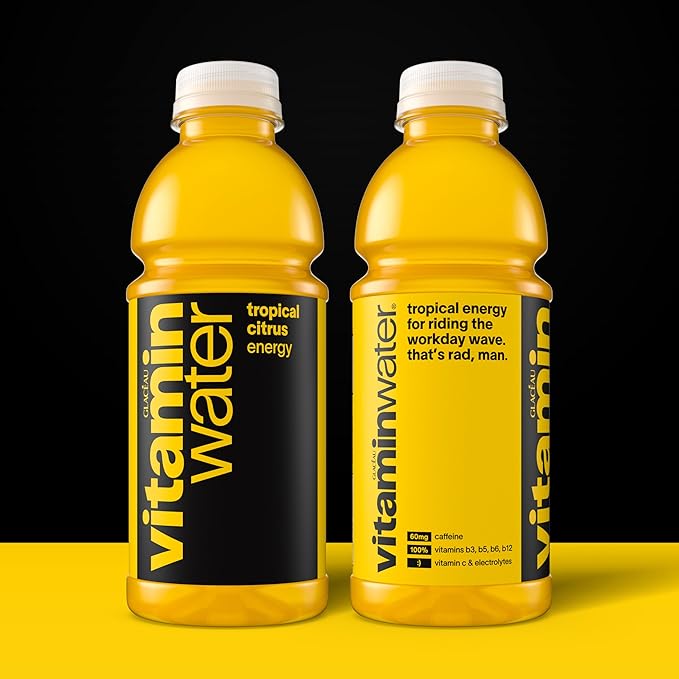 vitaminwater Energy Tropical Citrus Nutrient Enhanced Flavored Water Beverage 20 fl oz Bottles 12 Pack