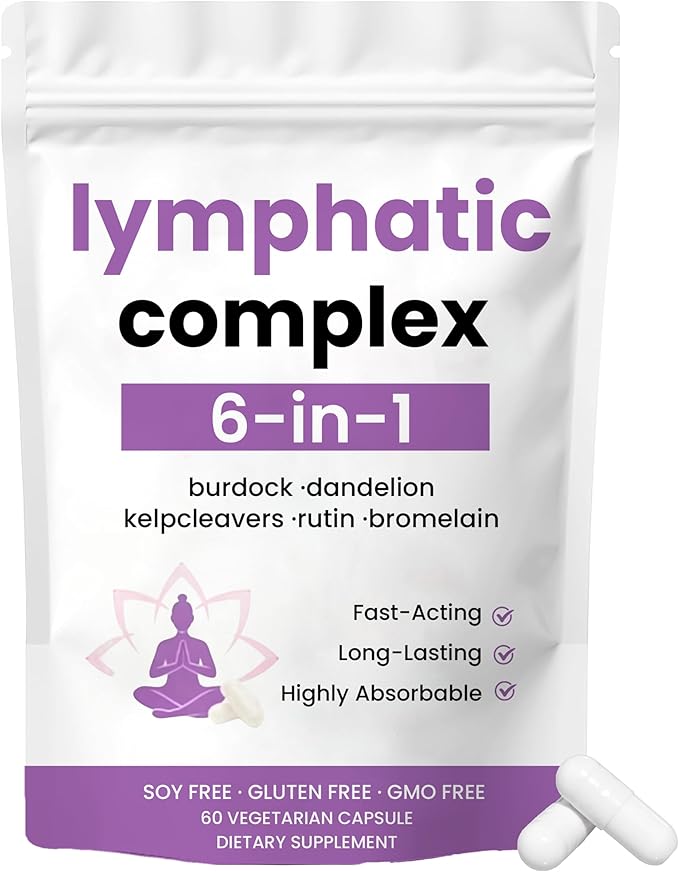 6-in-1 Lymphatic ComplexLymphatic Drainage Supplements|Herbal Blend with Dandelion Burdock Bromelain Cleavers Extract &amp More | VeganNon-GMO (1)