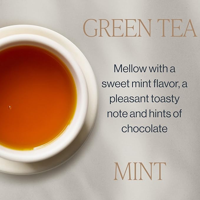 Rishi Tea Green Tea Mint - Organic Low Caffeine Loose Leaf Tea with Houjicha Roasted Japanese Green Tea &amp Peppermint Tea - 16 Ounces 90+ Servings